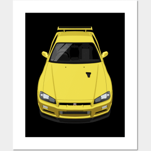 Skyline GTR V Spec R34 - Yellow Posters and Art